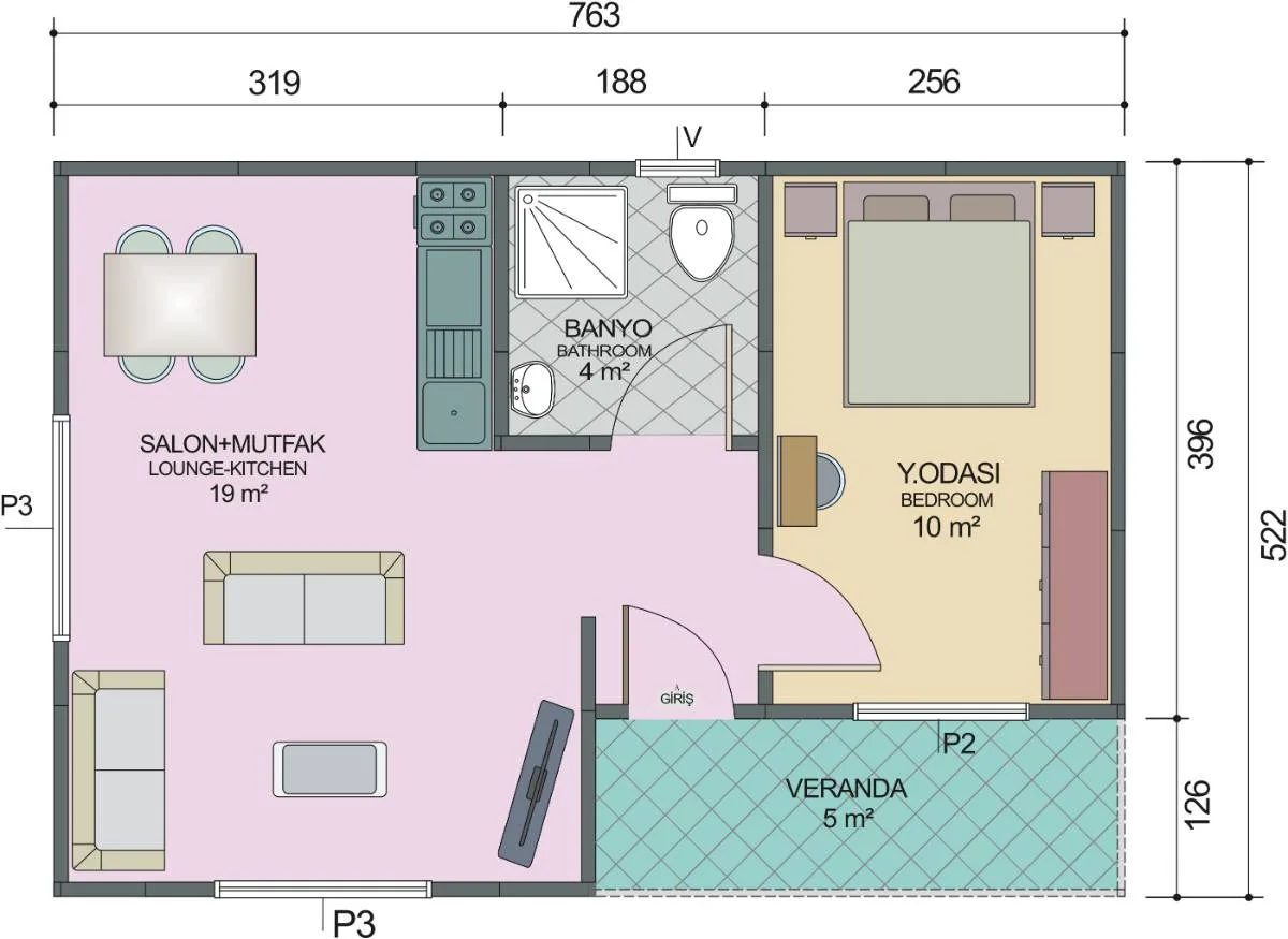 40 m² Tek Katlı Çelik Ev