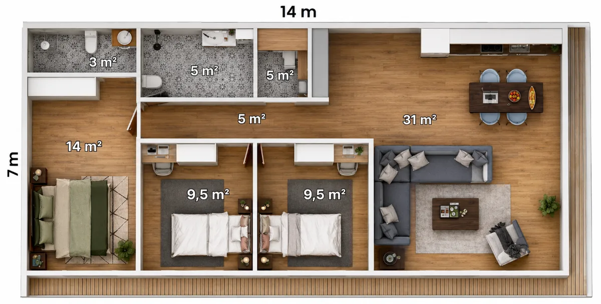 100 m² 3+1 Modern Modüler Ev