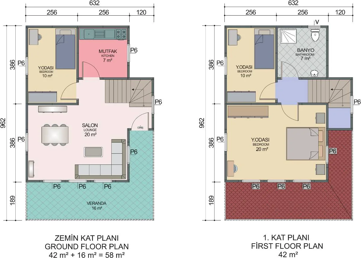 100 m² 2 Katlı 3+1 Prefabrik Ev