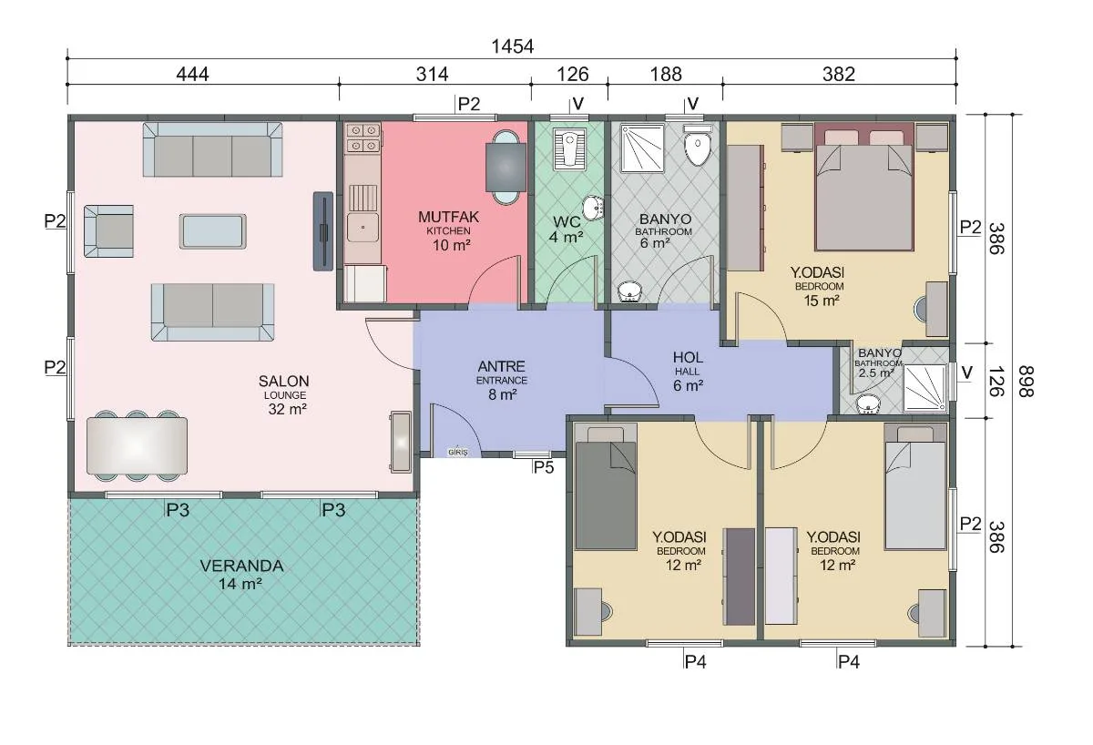 123 m² 3+1 Prefabrik Ev
